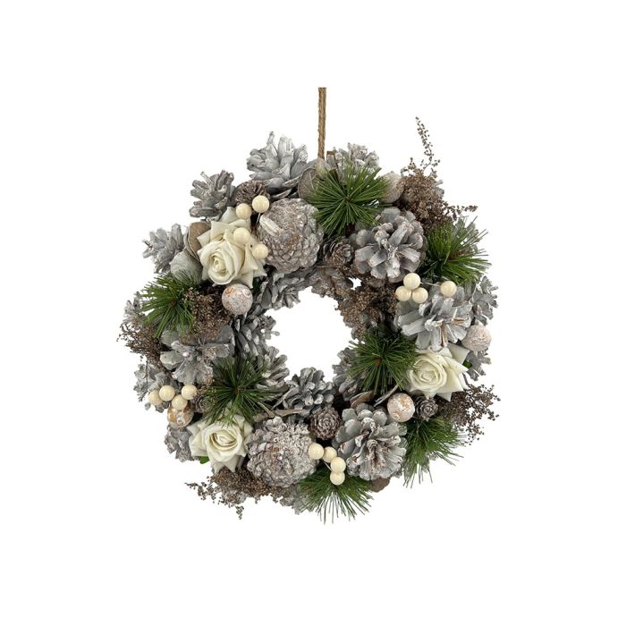 Wreath with white roses 30 cm in diameter