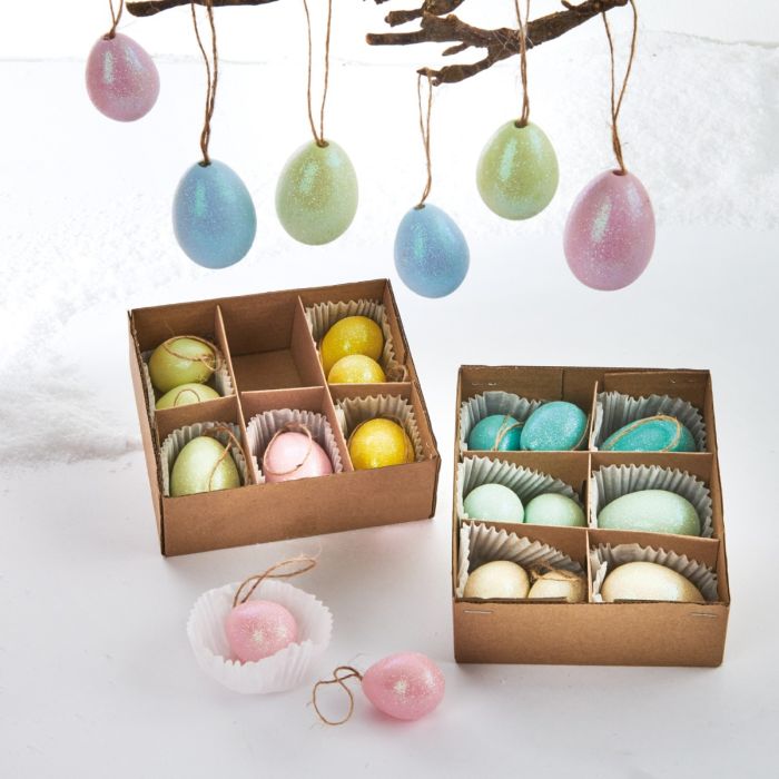 Påskeæg med glimmer 9-pak