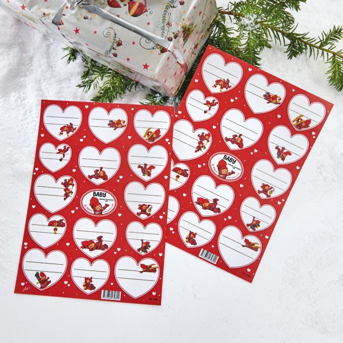 Klæbegavemærker, hjerte med babynisser