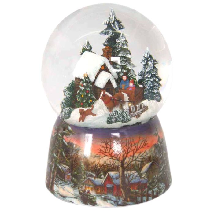 Snekugle med hus og hestevogn