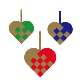 Woven hearts in gold and colored glossy paper, pack of 12 from Juel & Brandt
