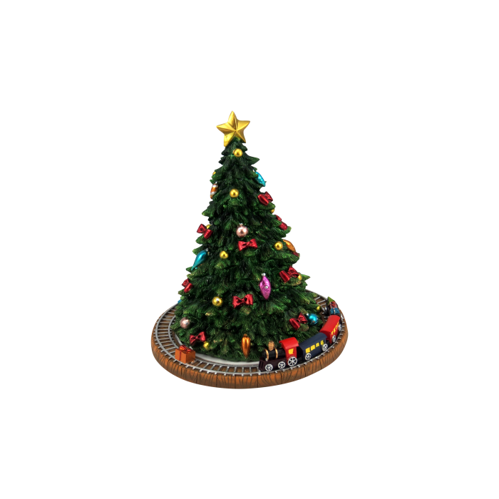 Christmas tree with train music box
