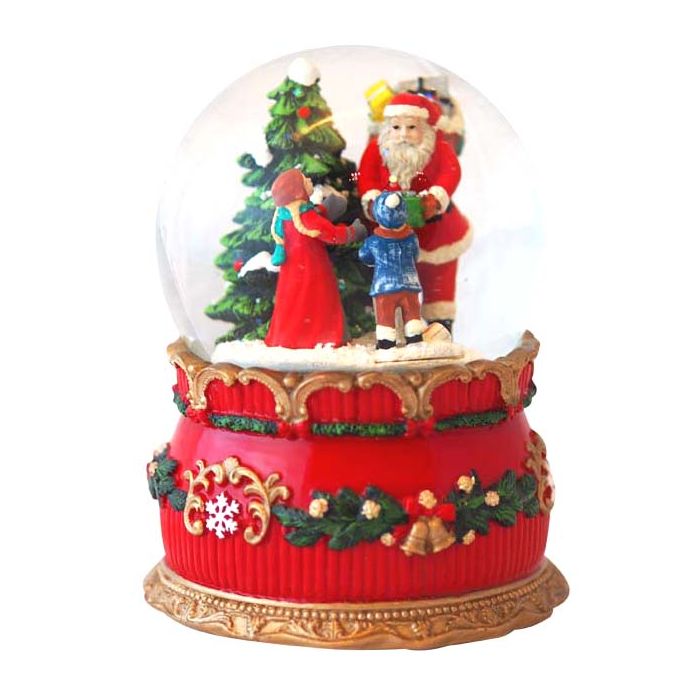 Snekugle julemand deler gaver ud