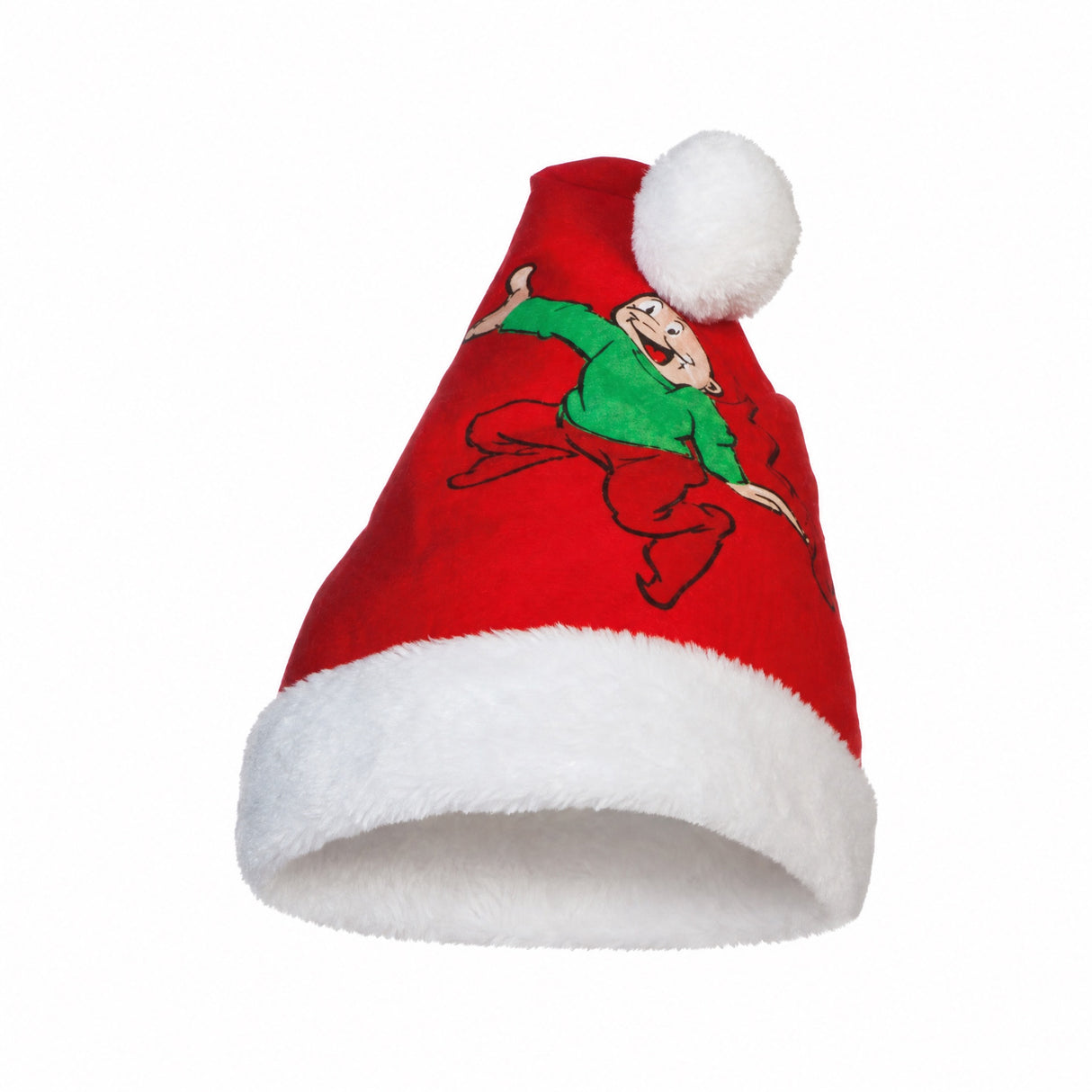 FELT SANTA HAT WITH BRAMMING ELVES