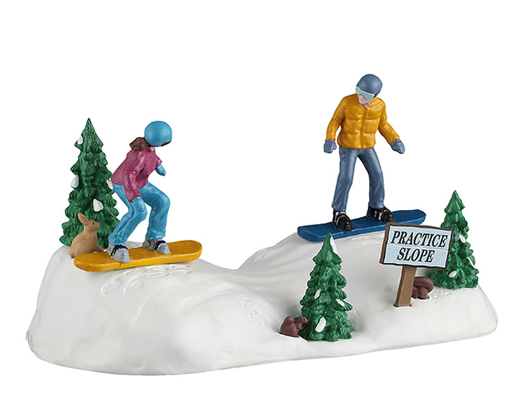 Snowboarding Practice figur fra Lemax til julelandskabet