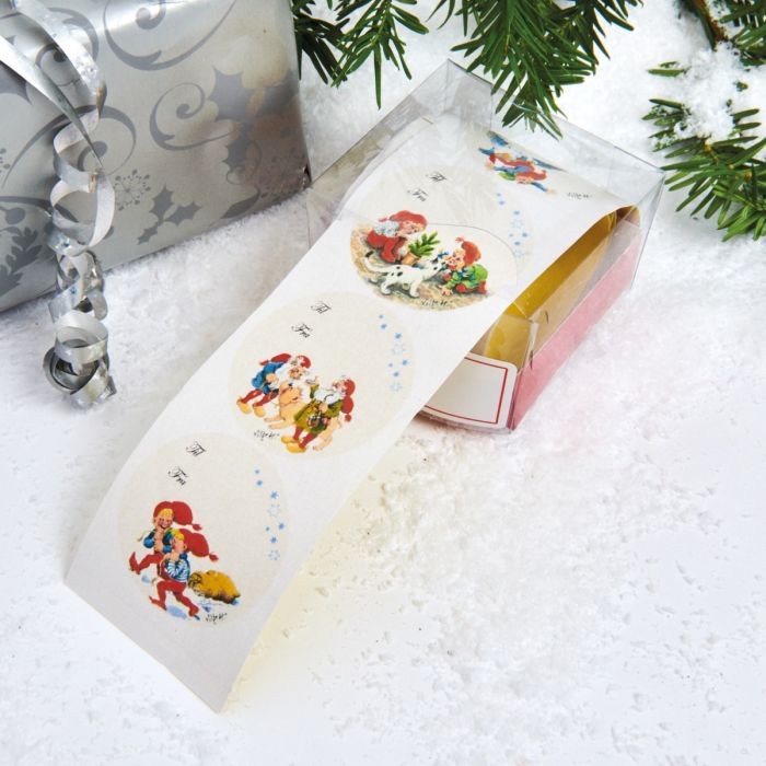 Klæbegavemærker på rulle Vilhelm Hansen