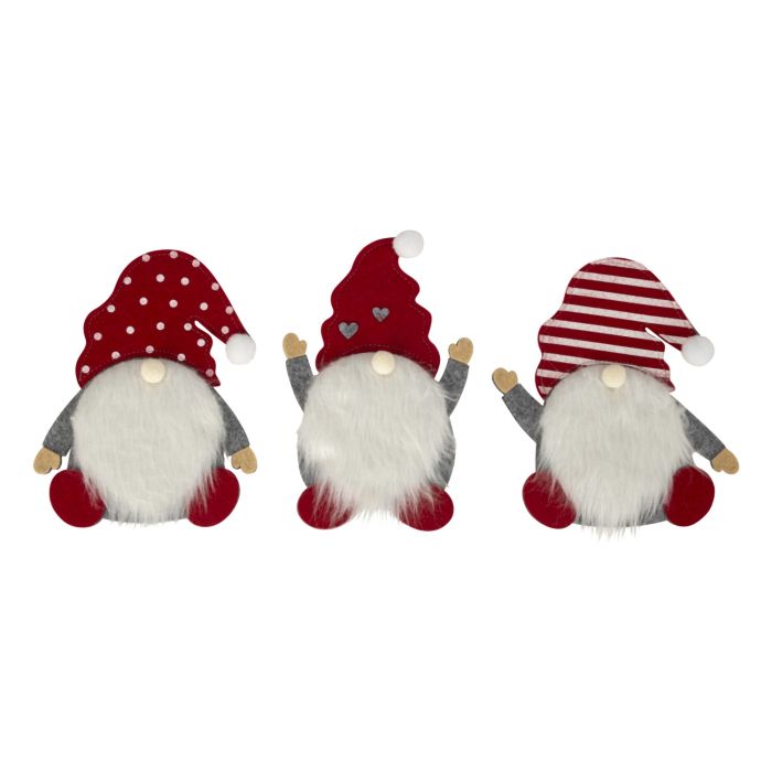 Bestikholdere Nissegnomer i grå og rød 3 forskellige