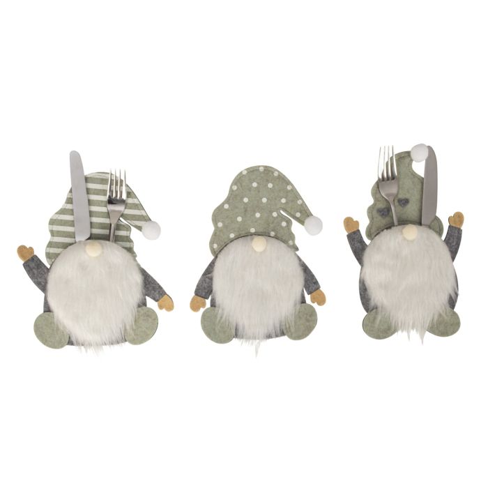 Cutlery holders Santa Claus grey and green 6-pack