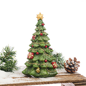 Christmas tree decorated with 20 cm-high Christmas ornaments from Pobra