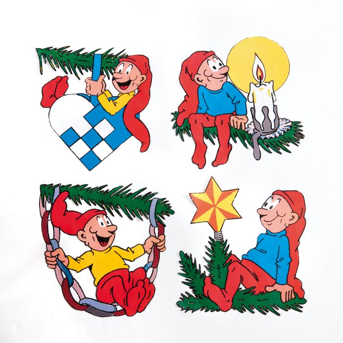 Brammingnisse i træ 40 cm med julepynt