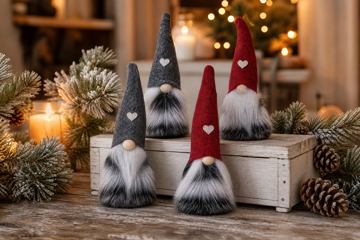 Santa gnome with heart hat