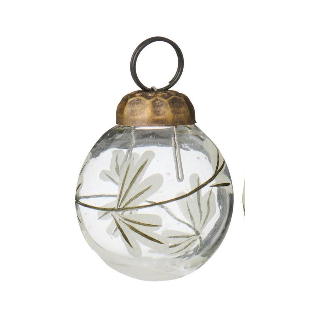 Mini Christmas ornament from Ib Laursen with engraved white and green branch pattern