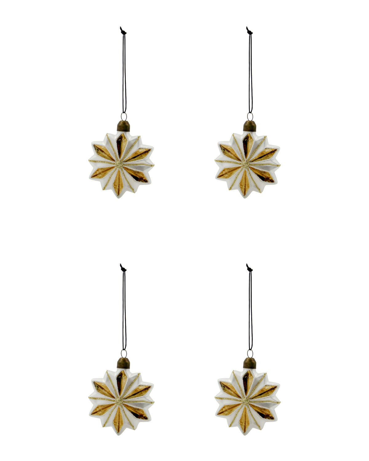 Stella star Christmas baubles, gold and white, 4-pack from House Doctor