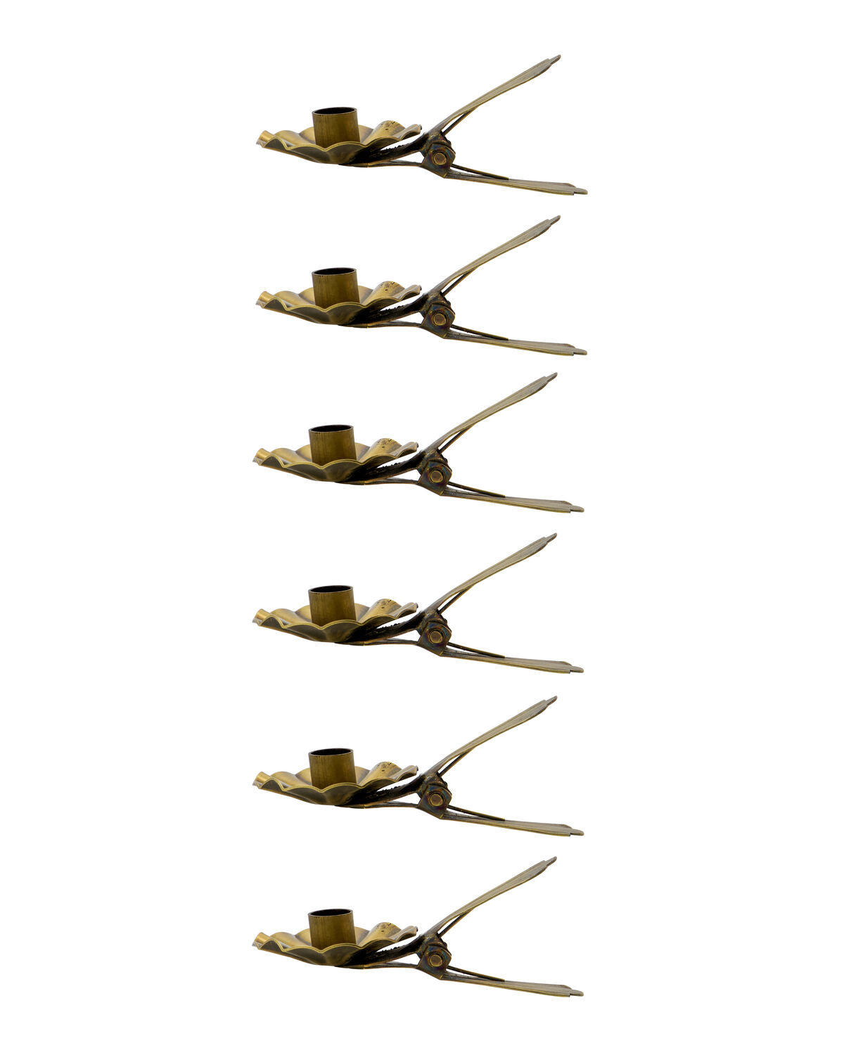 Halla clip candle holders with brass finish, pack of 6 from House Doctor