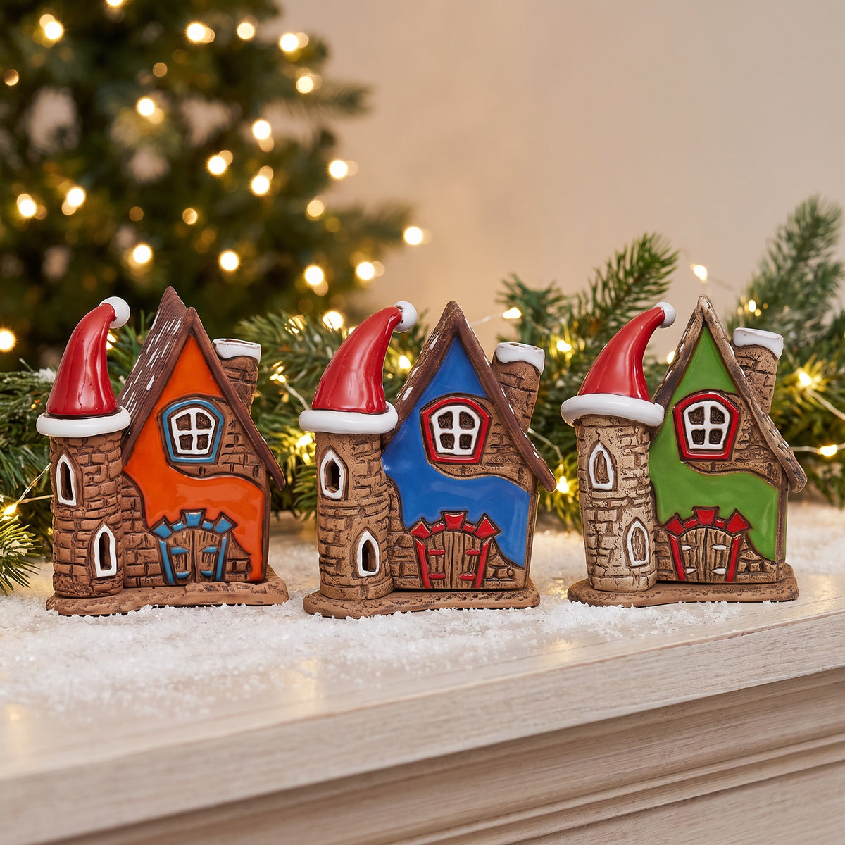 Santa hat houses