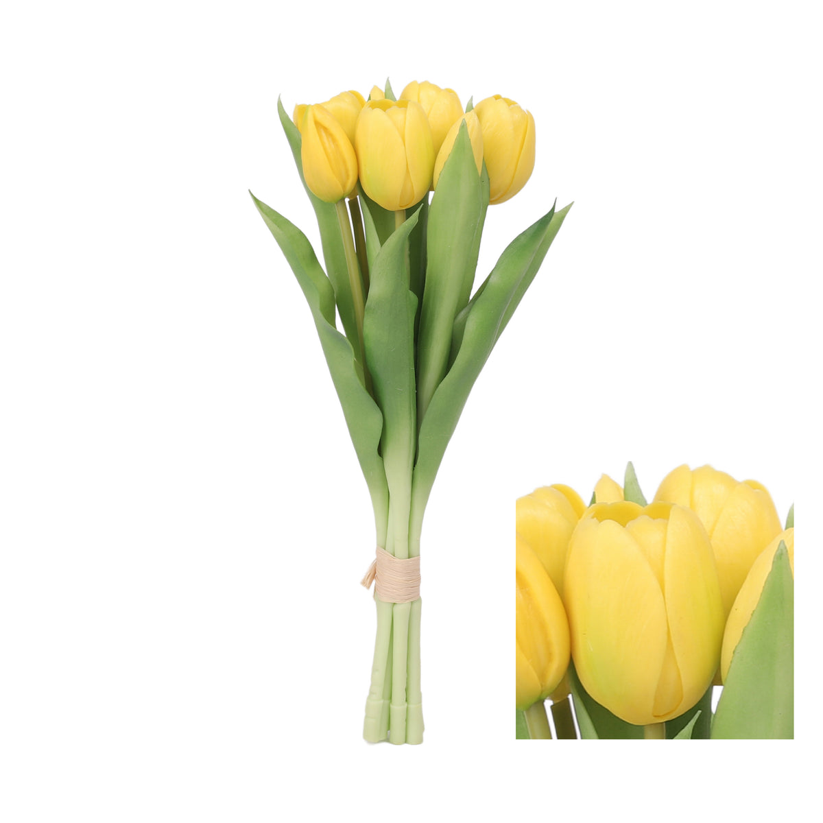 Gul kunstig tulipan buket med 7 stilke