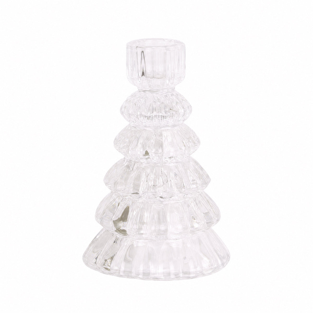 Glass candle holder fir tree