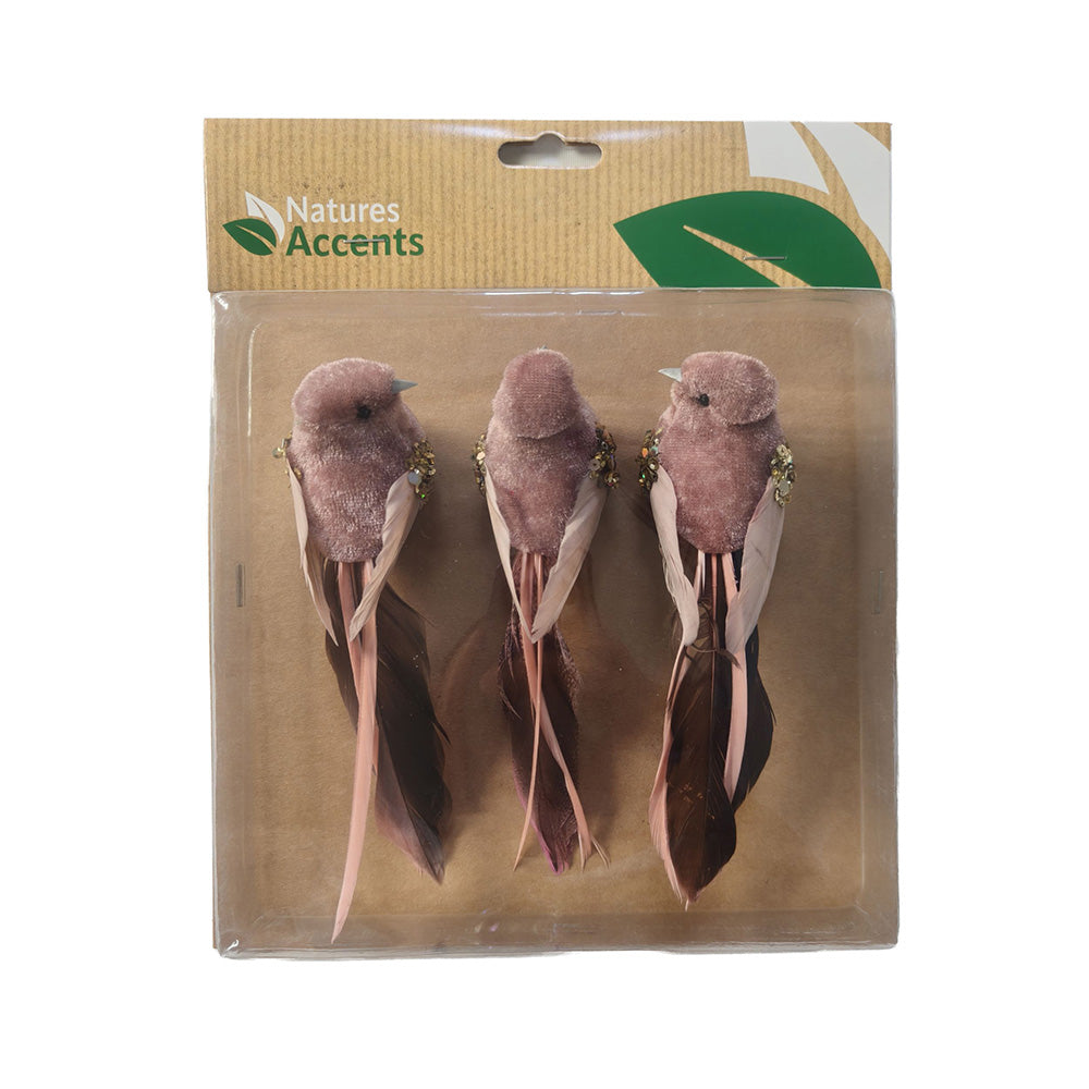 Chippie clip-on birds in pink, 3-pack for decoration