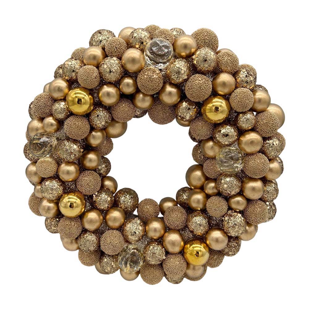 Gold-colored berry wreath, 25 cm diameter, for hanging