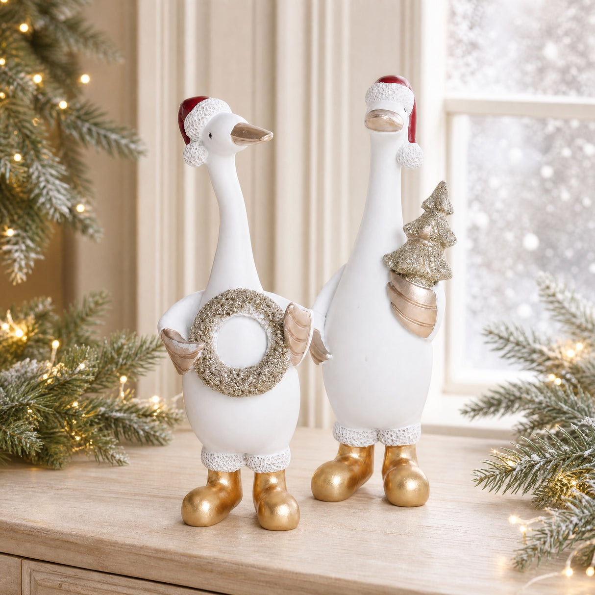 Christmas duck with wreath or tree