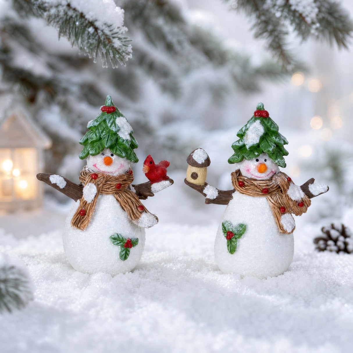 Snowman with spruce hat