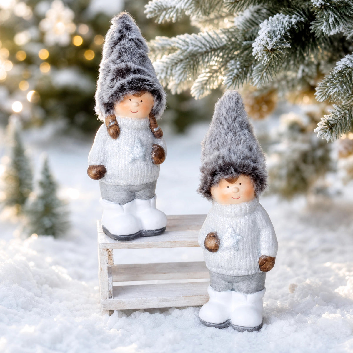 Winter children with soft hats