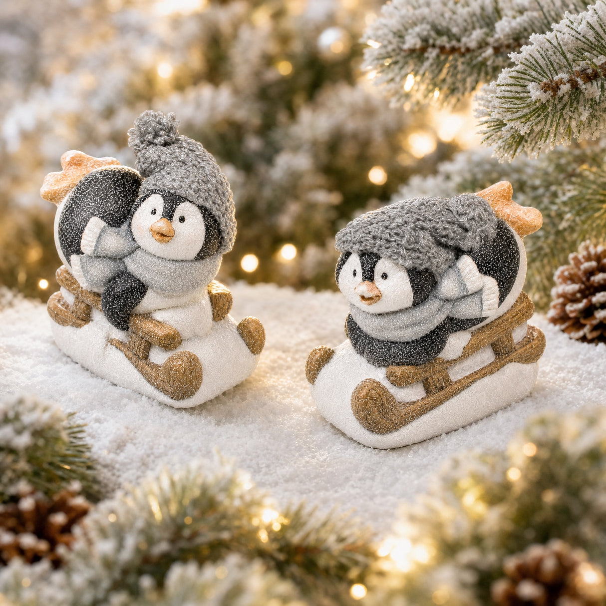 Penguins in the snow