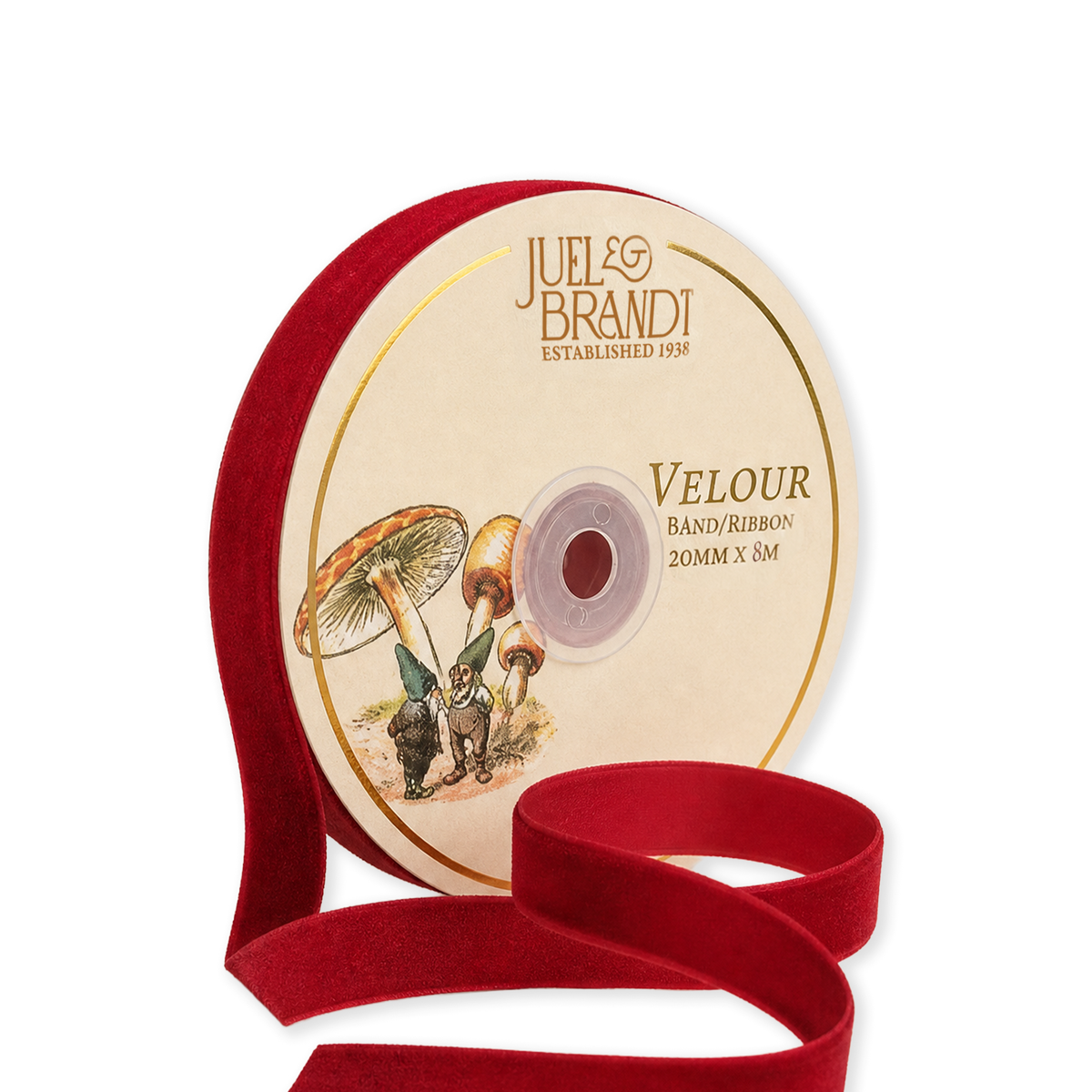 Red velour ribbon, 2 cm wide, 8 m long, for gift wrapping