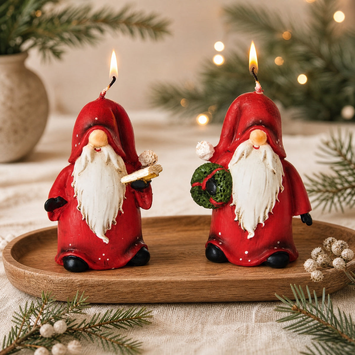 Santa gnome candle