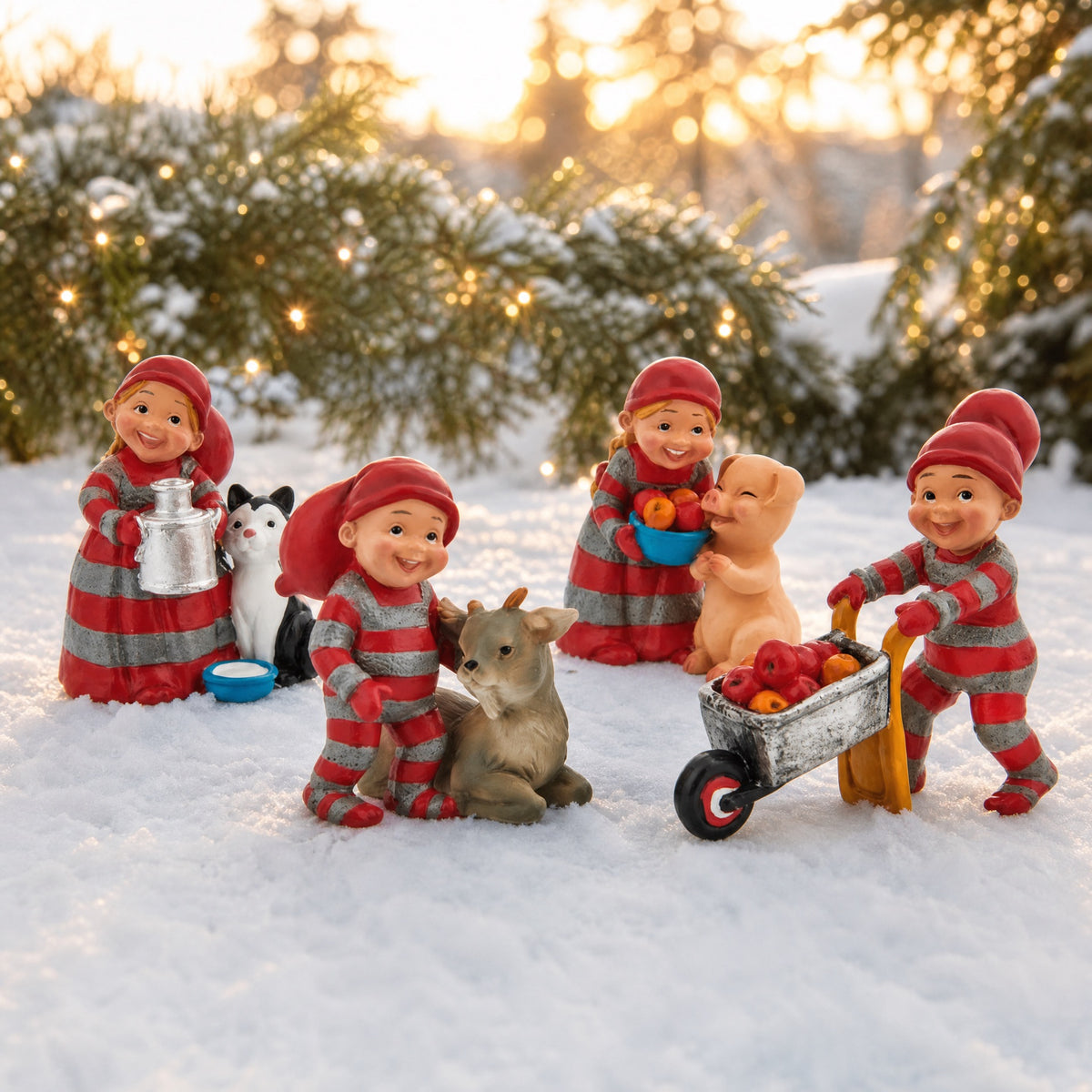 Baby Santa feeds animals