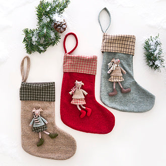 Christmas stocking with fabric mouse from Pobra