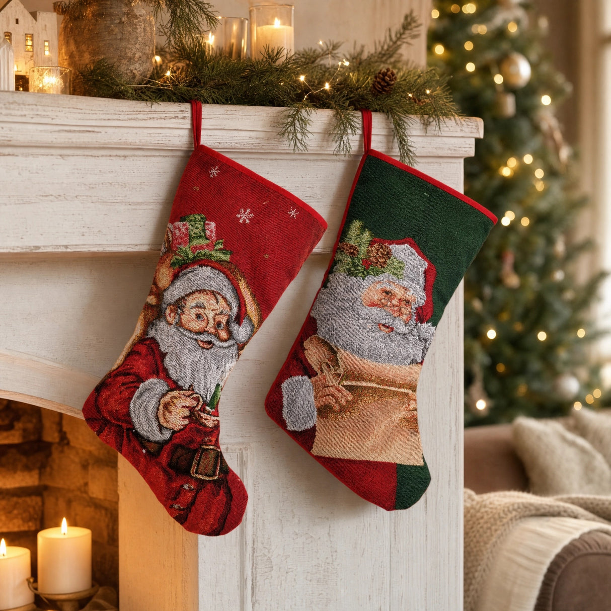 Christmas stocking with Santa Claus