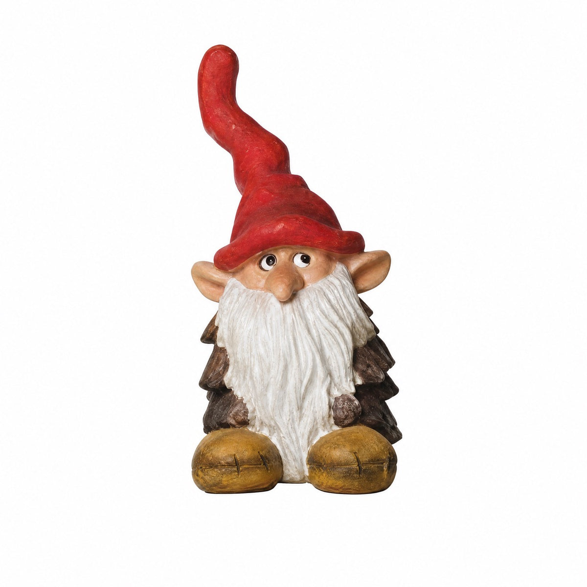 Pinecone gnome, 26 cm high, from Pobra, made of polyresin, with a red hat, standing upright