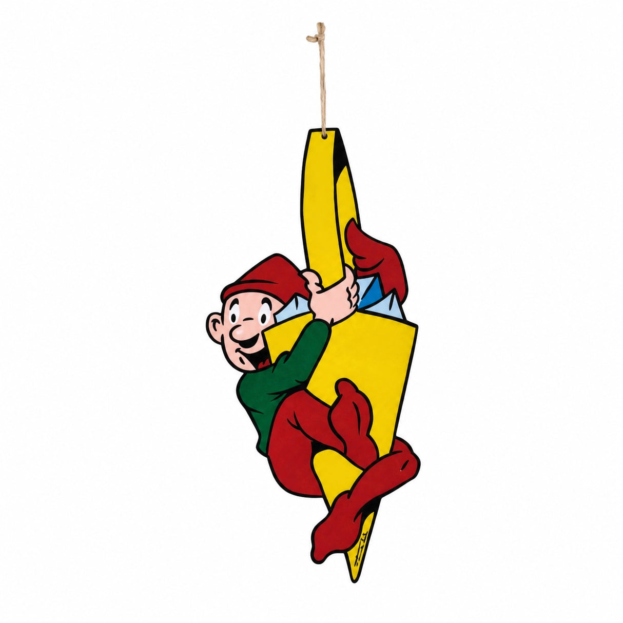 Wooden Bramming elf with Christmas decorations