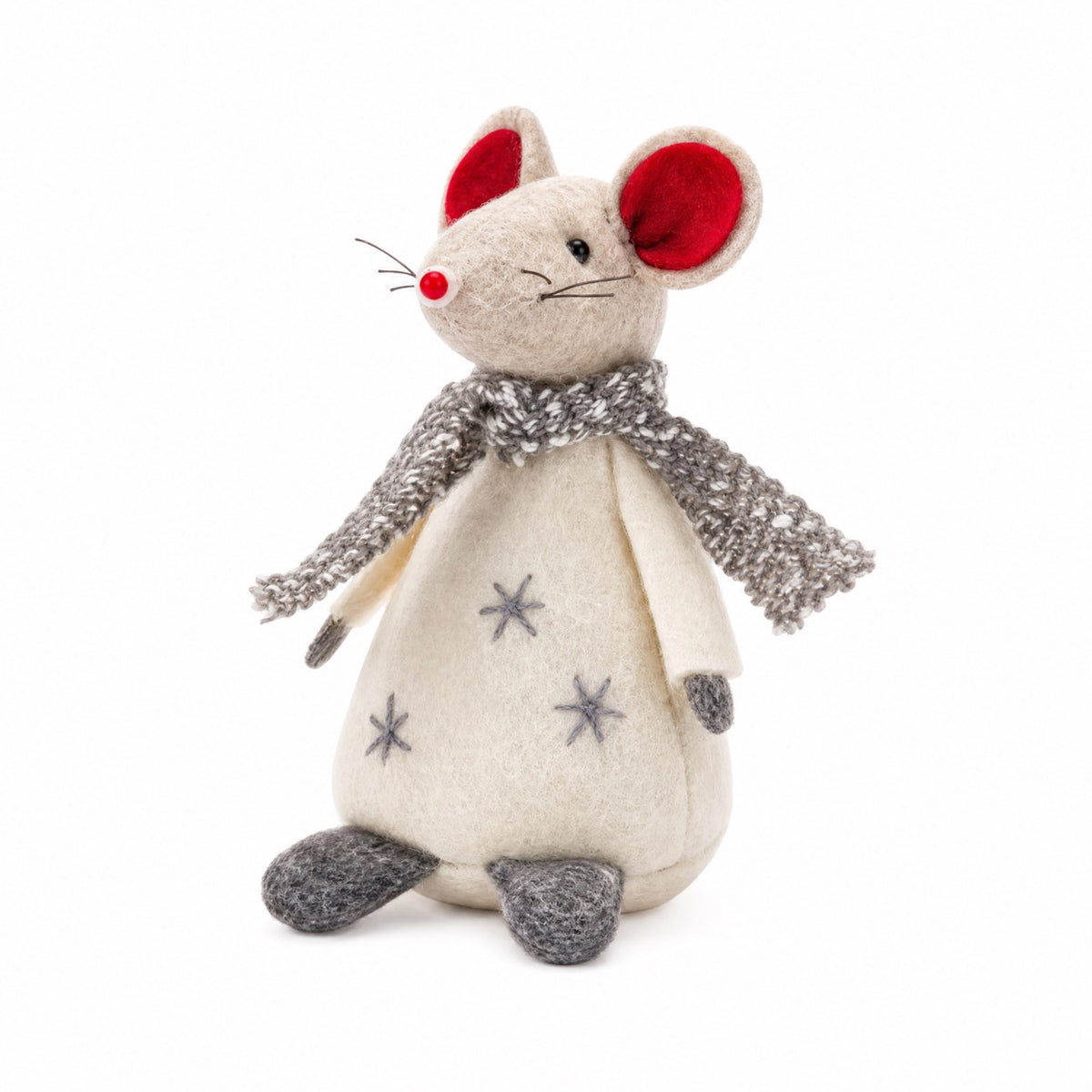 White fabric Christmas mouse decoration