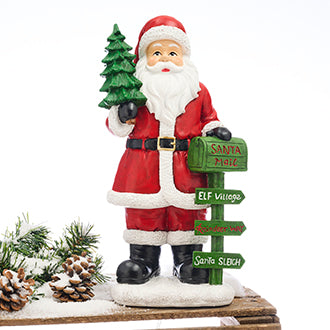 Santa with Christmas tree by mailbox from Pobra, 35 cm tall