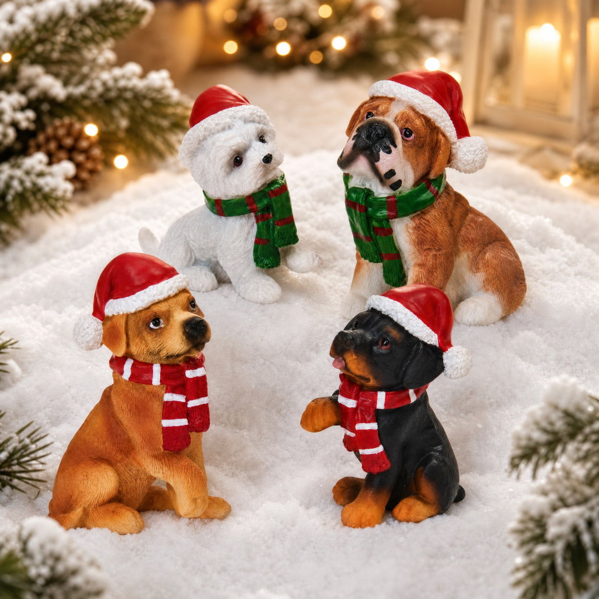 Dog with Santa hat and scarf