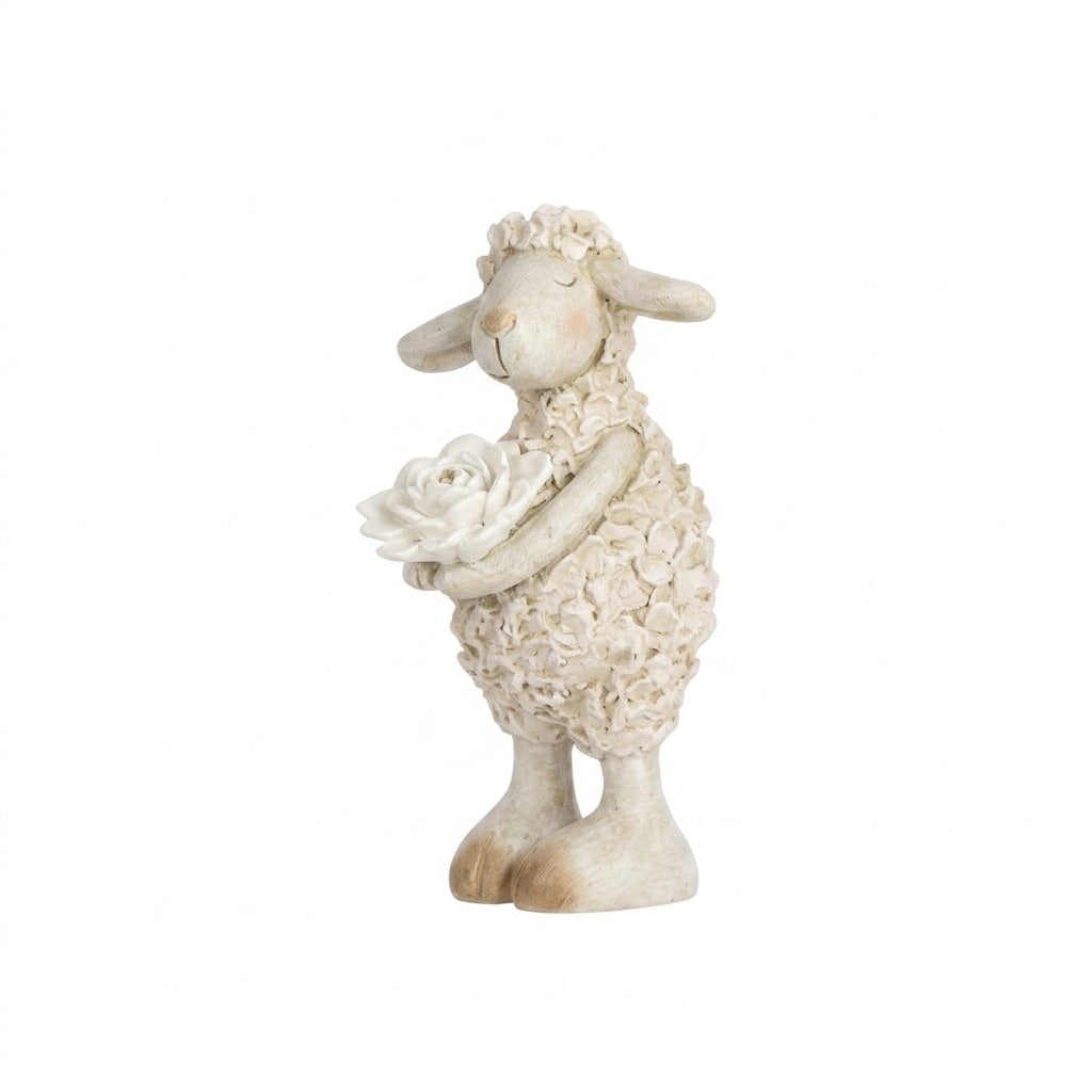 Sheep with flower 17 cm high