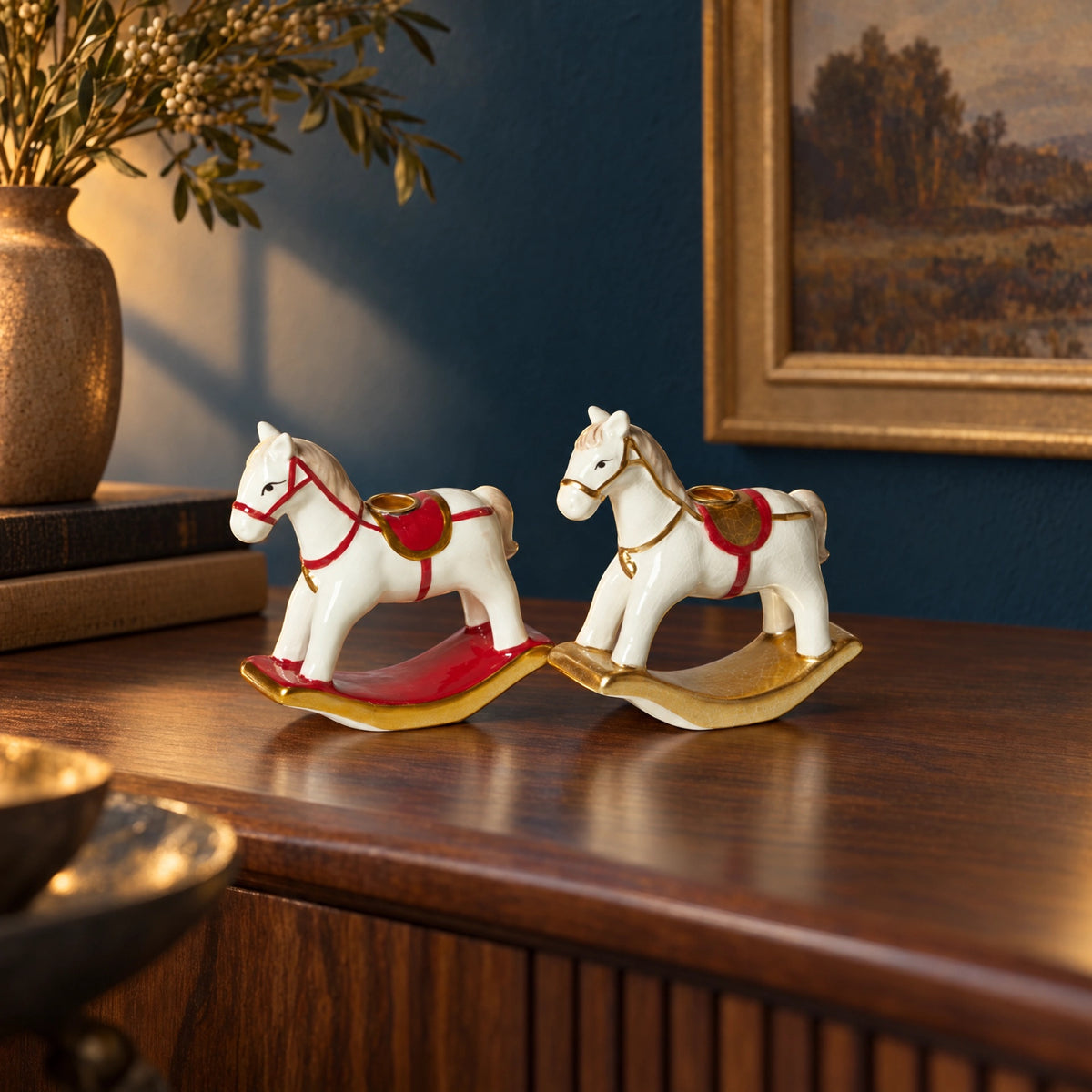 Candlestick for candlelight rocking horse white