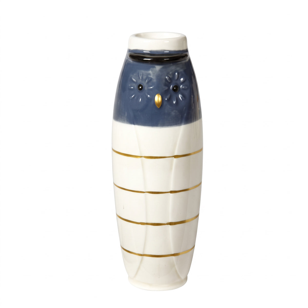 Vase owl student with blue hat