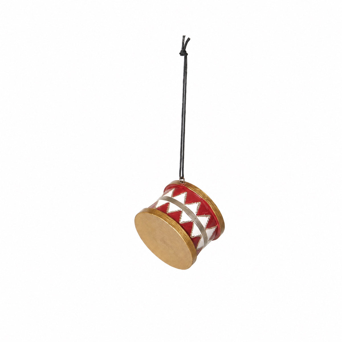 Wooden drum 5 cm in diameter red white gold