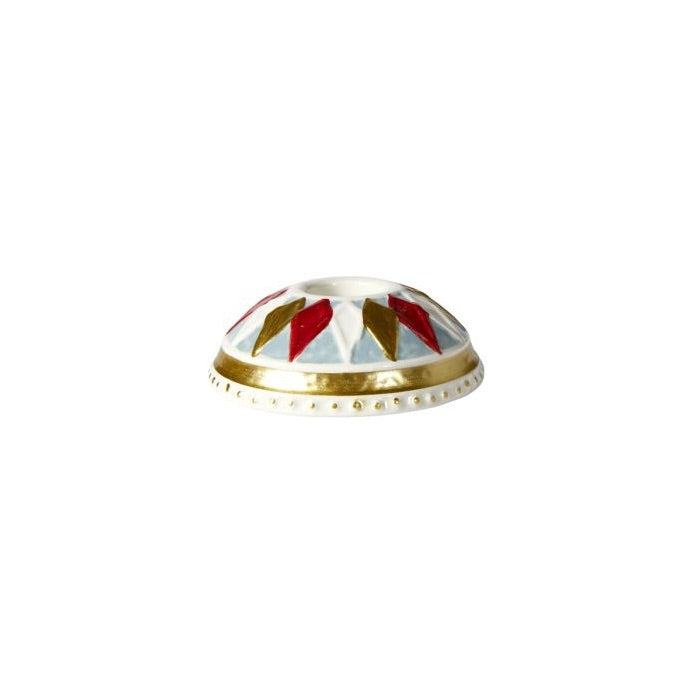 Candlestick with harlequin red white blue