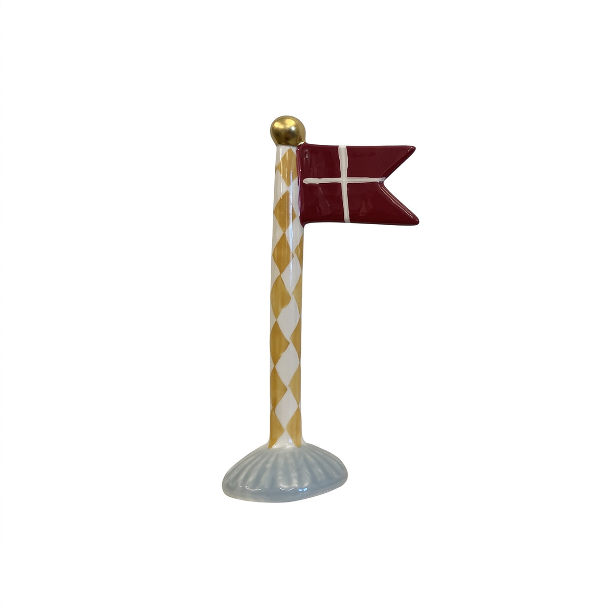 Flagpole with pointed flag 14 cm high harlequin