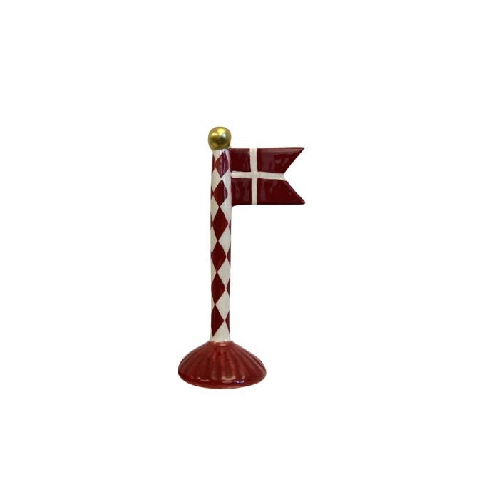 Flagpole with pointed flag 19 cm high with harlequin pattern