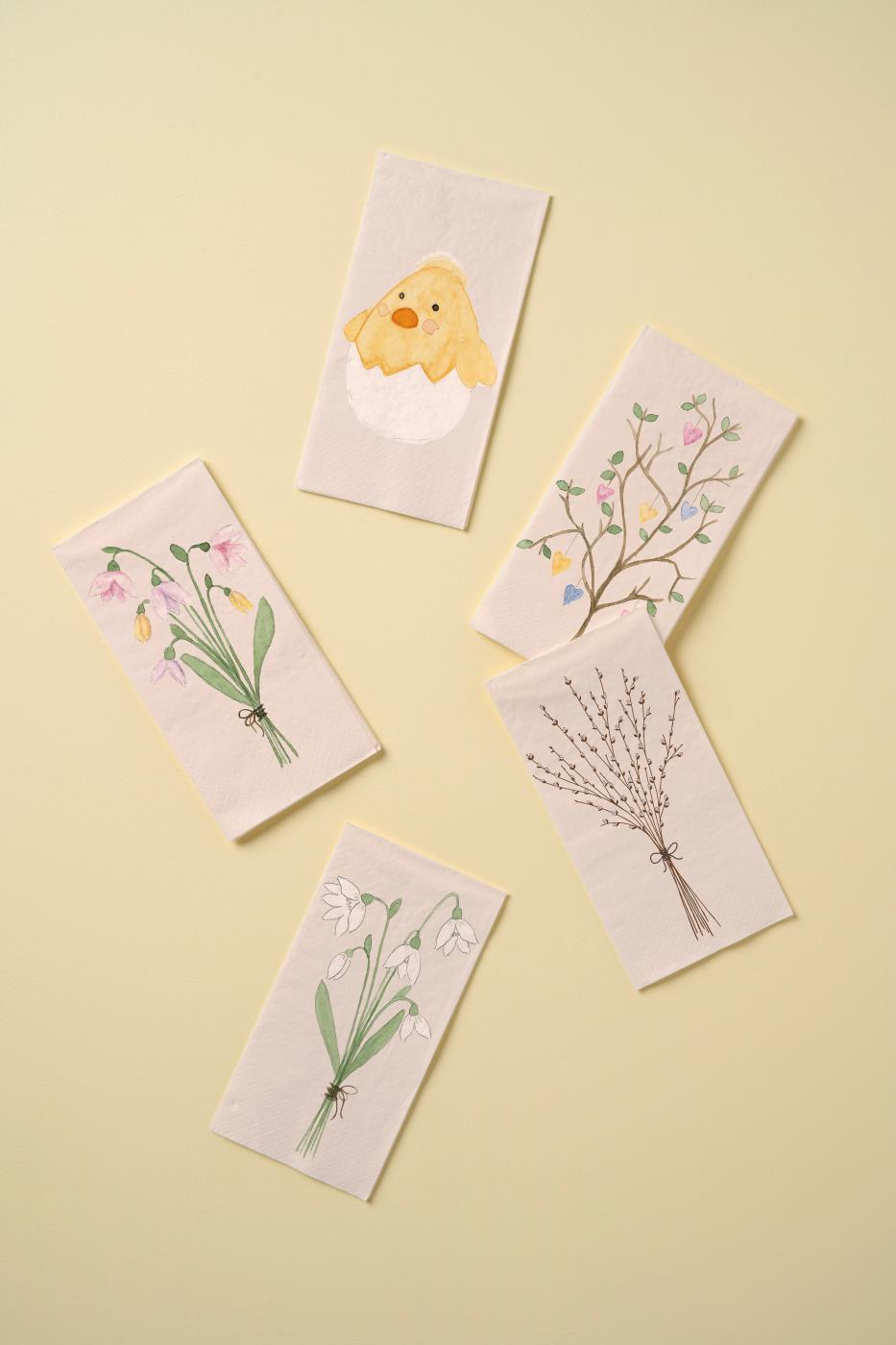 Forskellige påskeservietter fra Ib Laursen