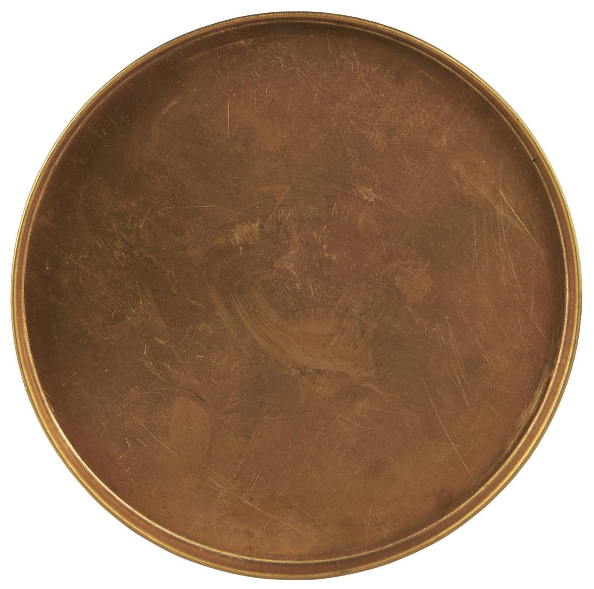 Gloria brass candle tray from Ib Laursen, viewed from above, with a round shape and a warm golden finish