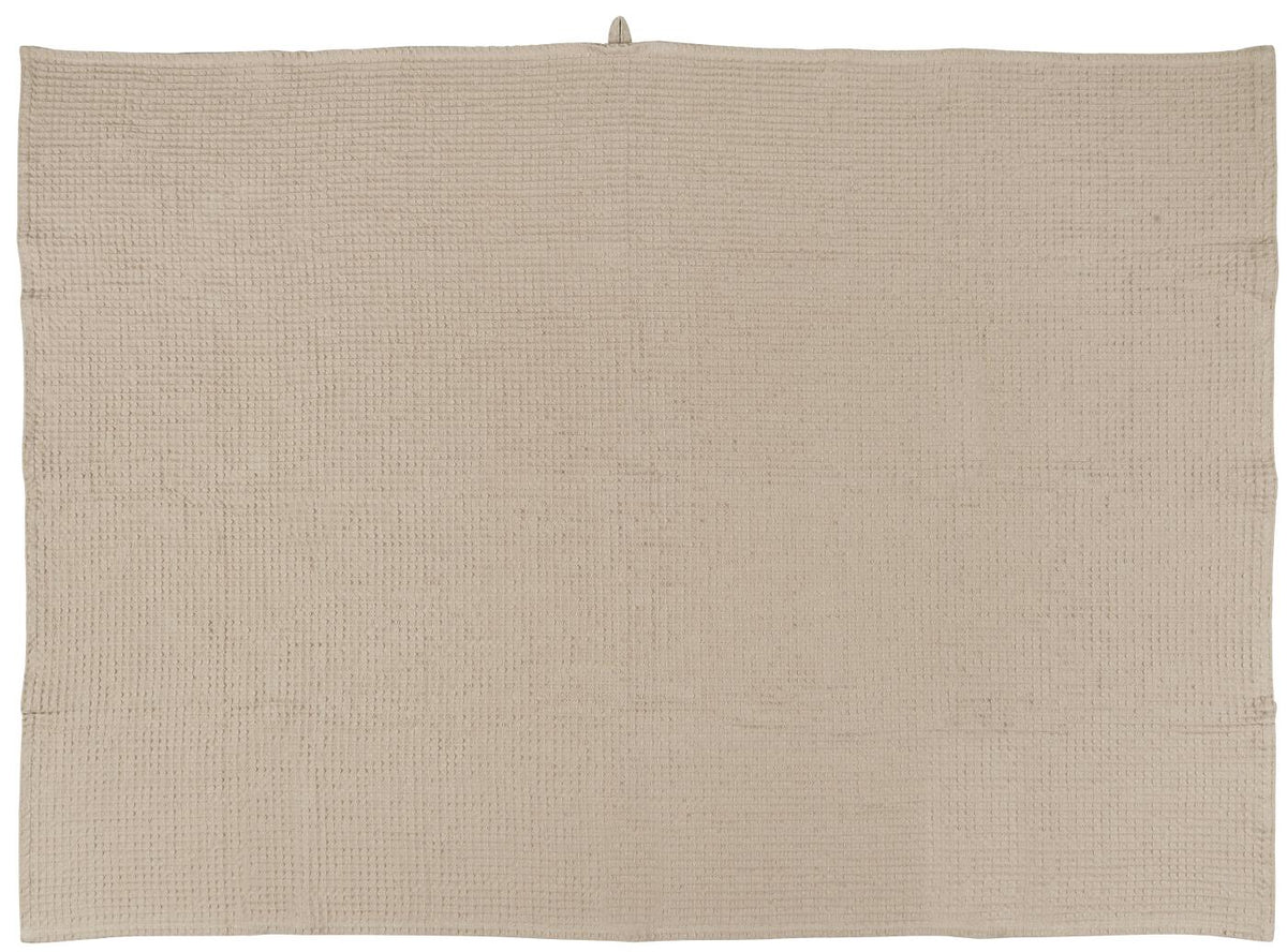 Beige Liseleje bath towel from Ib Laursen, unfolded and showing visible waffle texture