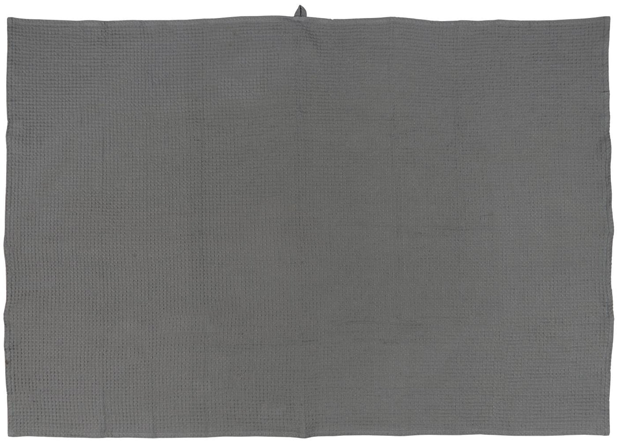Liseleje bath towel from Ib Laursen in anthracite gray, shown unfolded with a fine waffle pattern