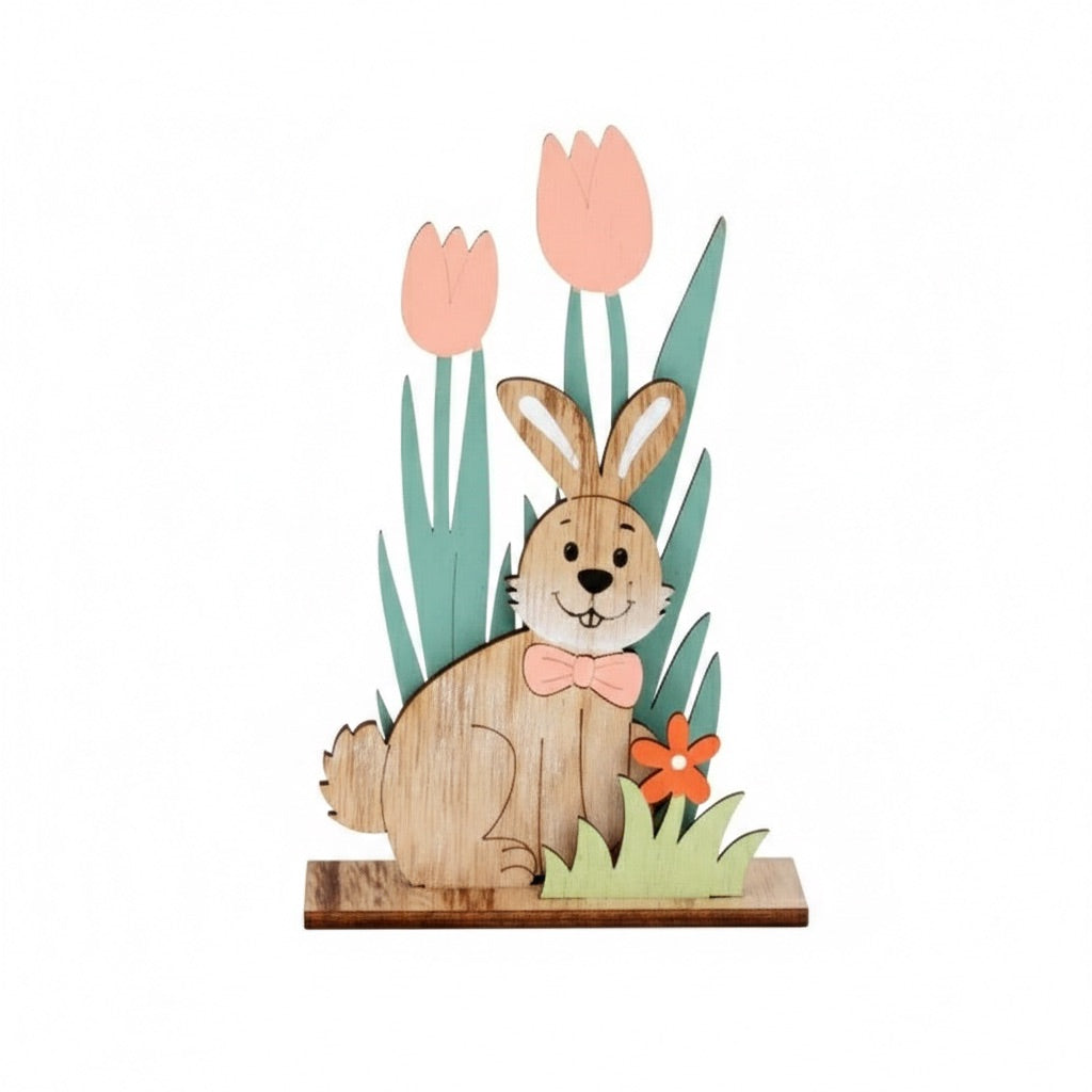 Påskekanin i træ med orange butterfly