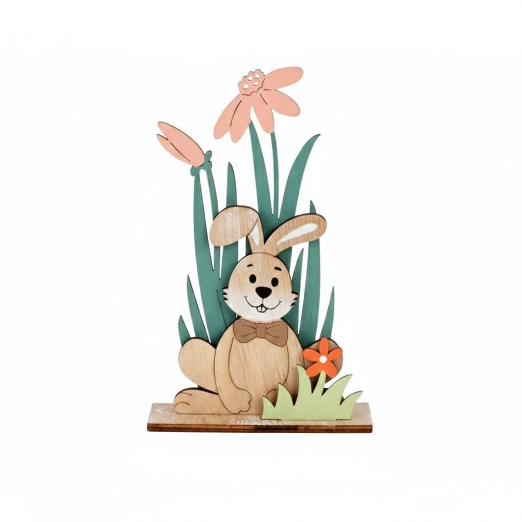 Påskekanin i træ med brun butterfly